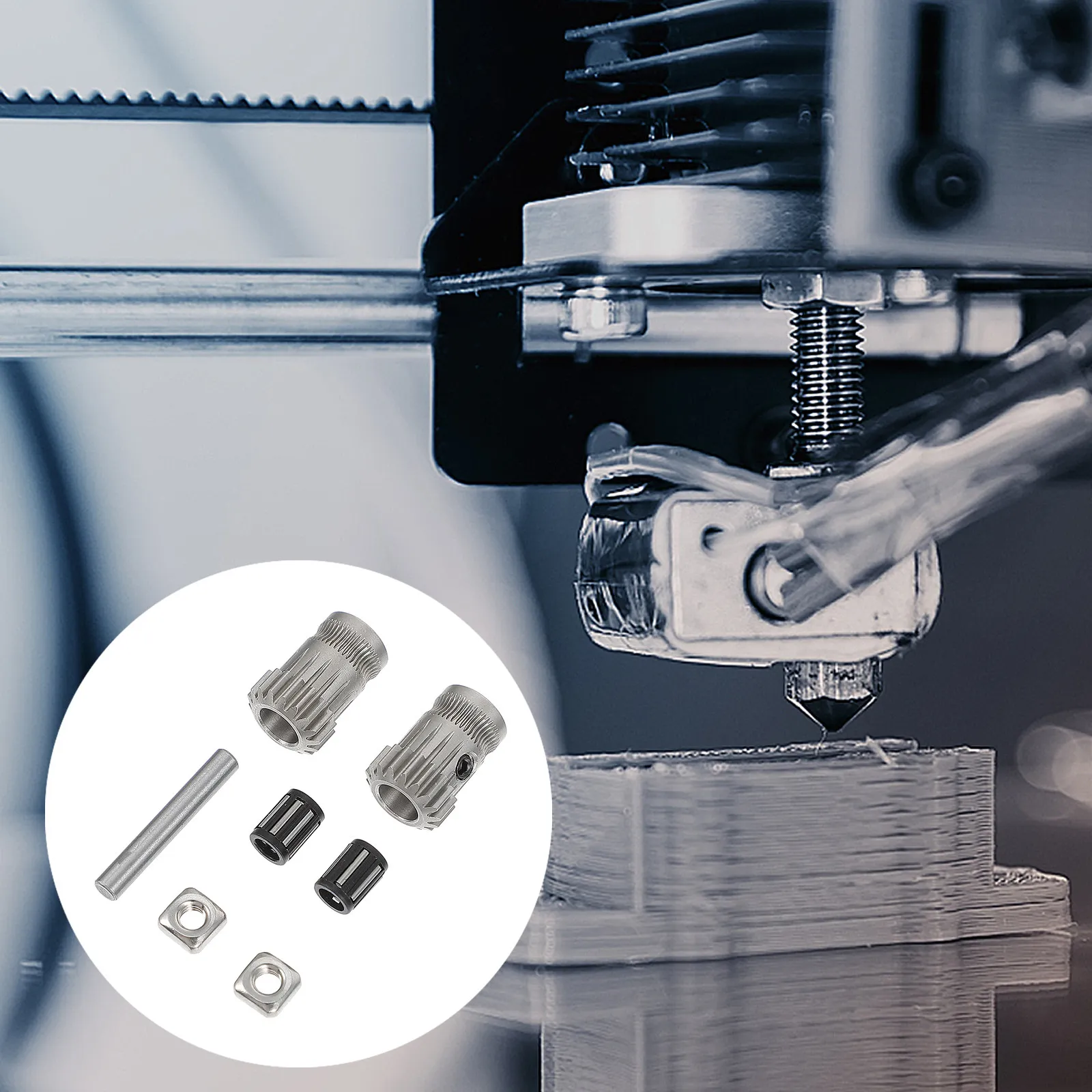 

1 Set 3D Printer Feed Wheel Aluminum Extruder High Bearing Capacity Extrusion Wheel Replacement Part for Smooth Printing