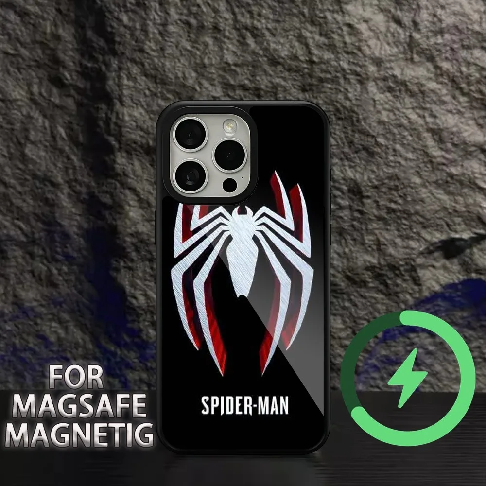 MINISO MARBEL  Spider Man  Phone Case For iPhone 15 14 13 12 11 Pro Max Plus Magsafe Magnetic Wireless Charging Cover