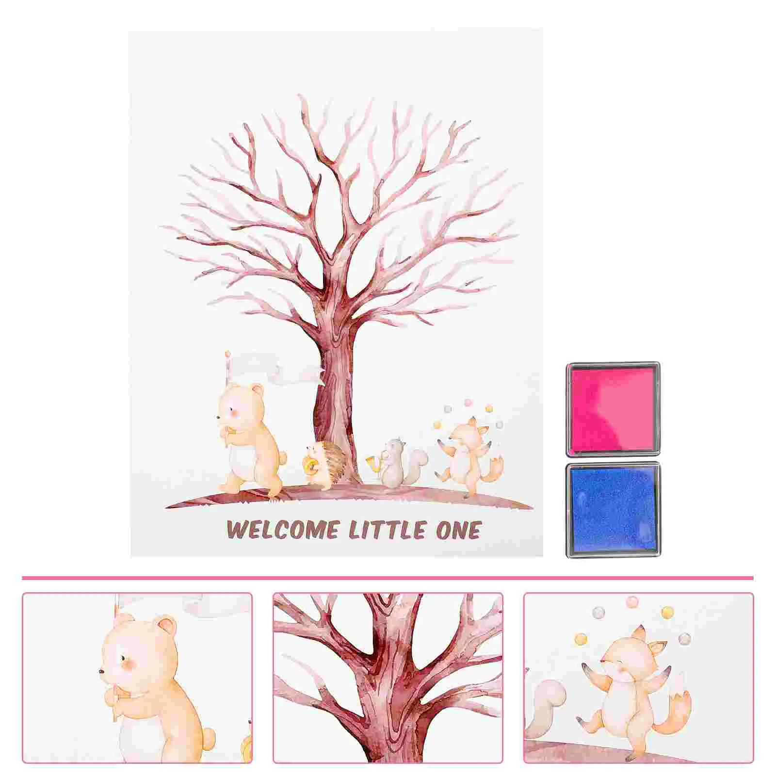 

1 Set of Gender Reveal Party Fingerprint Tree Sign Baby Shower Guest Book Gender Reveal Party Supplies