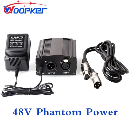 Woopker-fuente de alimentación fantasma de 48V con Cable XLR para micrófono condensador BM 800 858, grabación de Audio, equipo de sonido de Karaoke