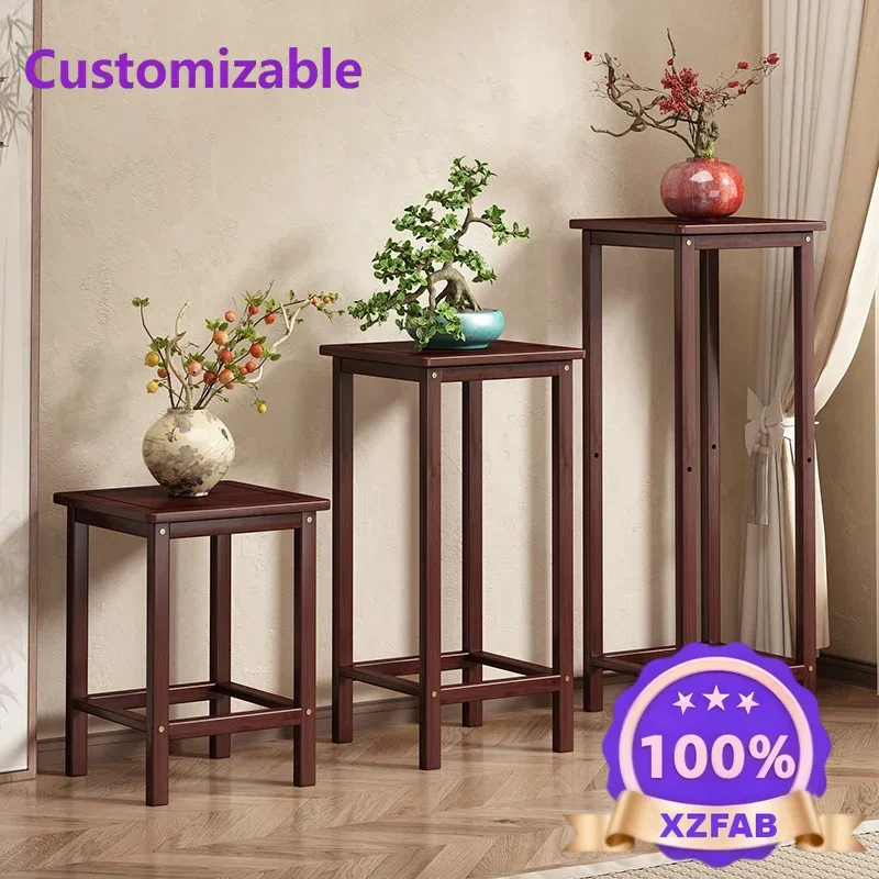 Factory Direct 2026 New Chinese flower stand Zen tea space solid wood flower table ornament decorative flower bonsai stand tea
