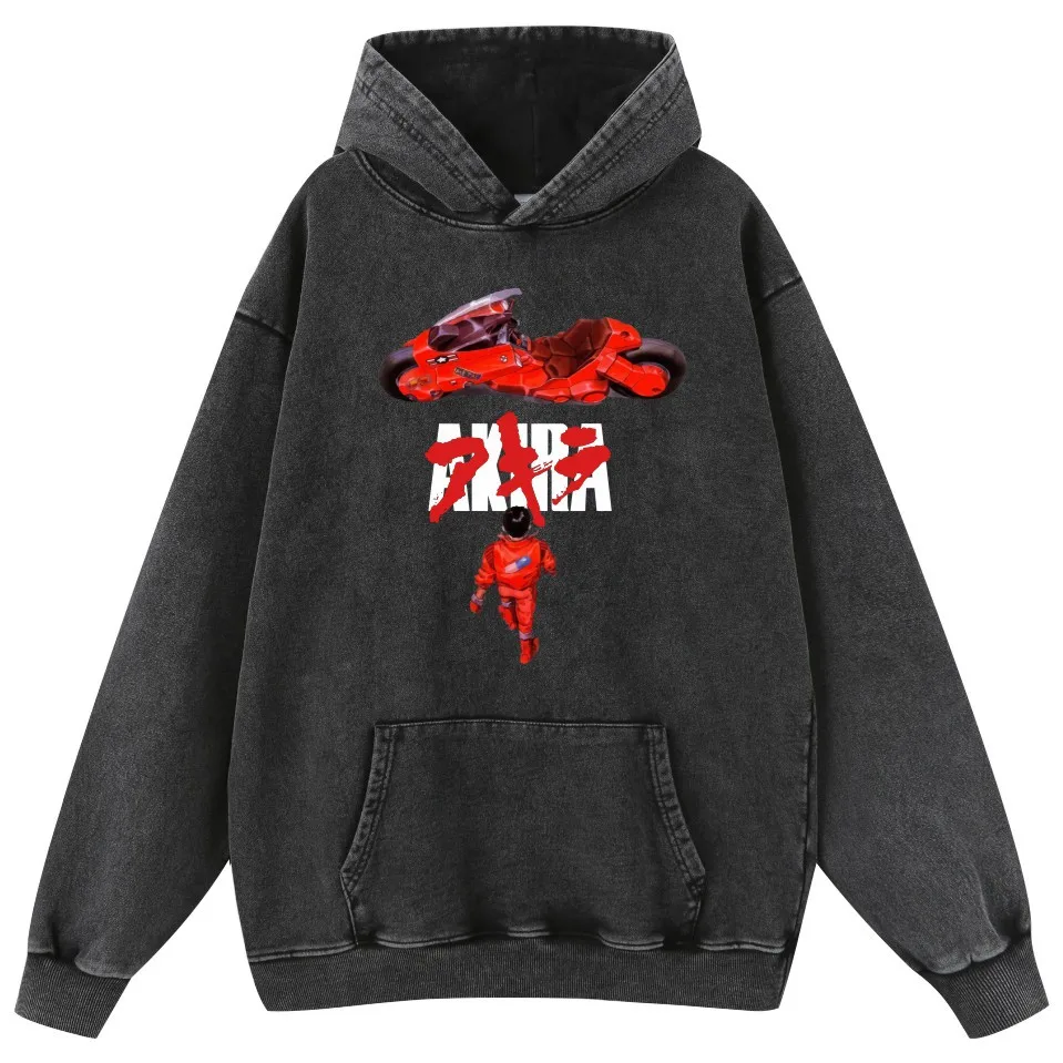 Hot wash vintage do old hip hop pullover hoodie pure cotton Akira 100% cotton hoodie men's and women's hoodies