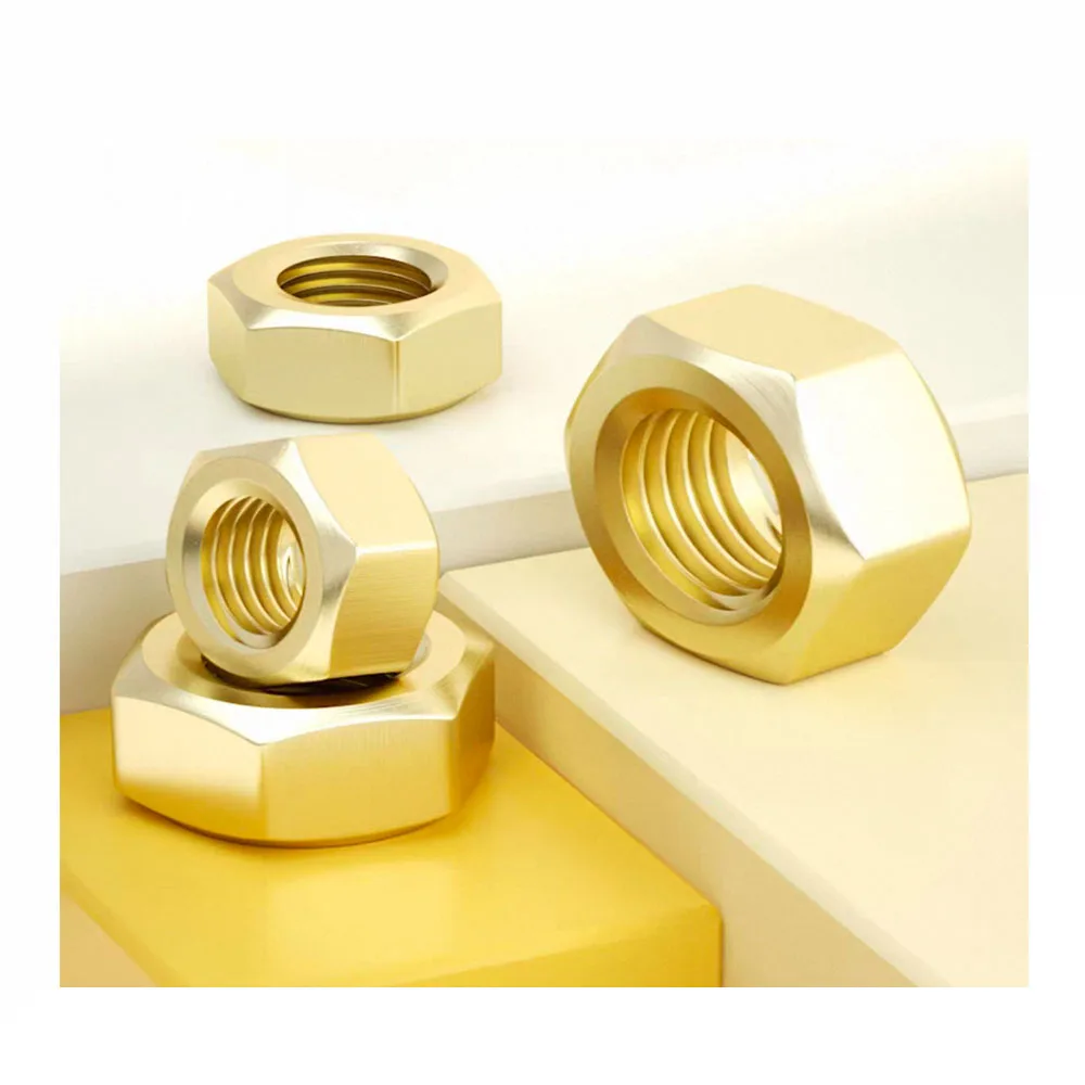 Brass Hex Nuts DIN934 GB6170, Imperial UNC UNF Thread Nut 2# 4# 6# 8# 10# 1/4‑20 5/16‑18 3/8‑16 1/2‑13 5/8‑11 Hardware Fastener