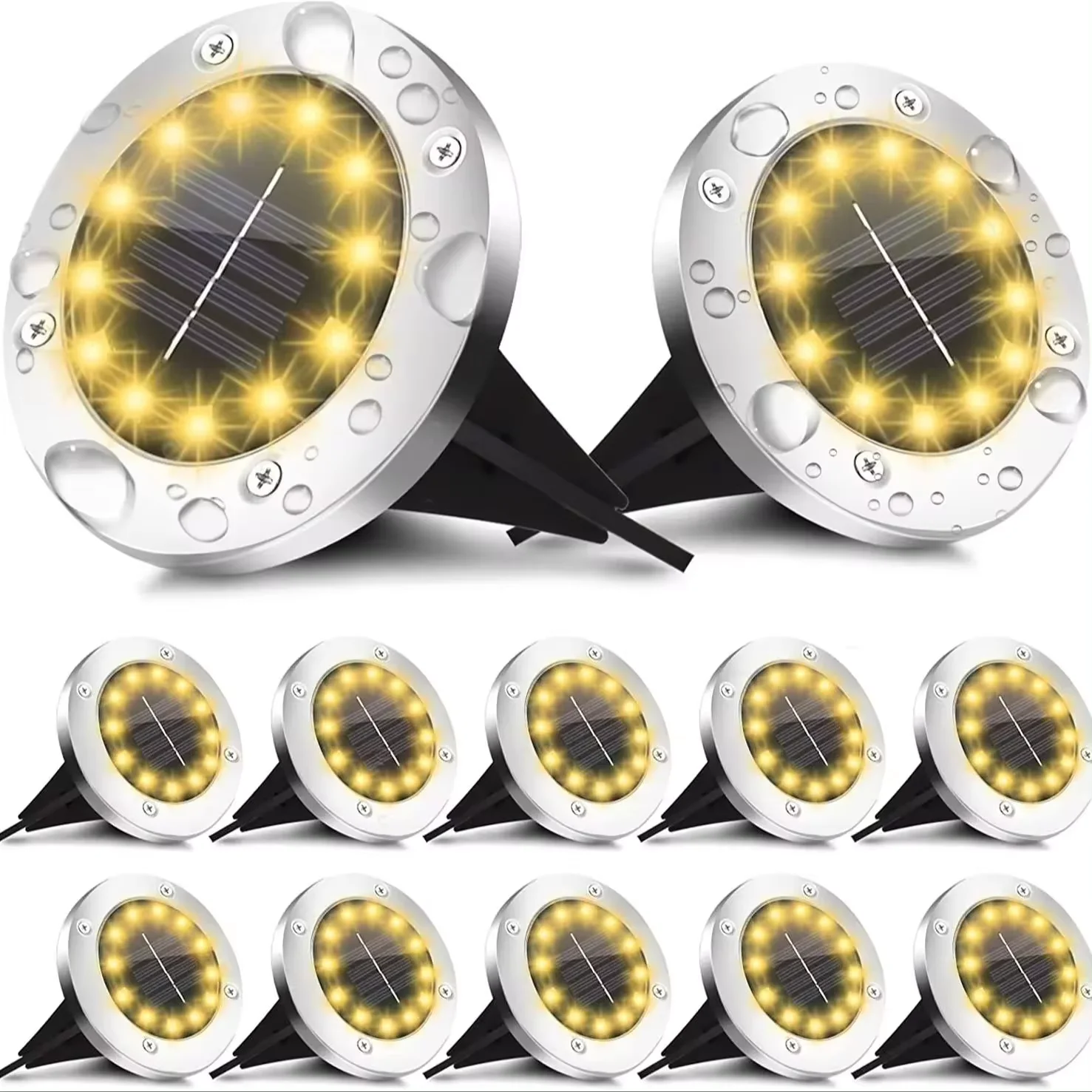 16 LEDs helle Solar-Bodenleuchten für den Außenbereich, wasserdicht, Solar-LED-Licht für Wege, Garten, Hof, Rasen, Gehweg, Auffahrt, Dekoration