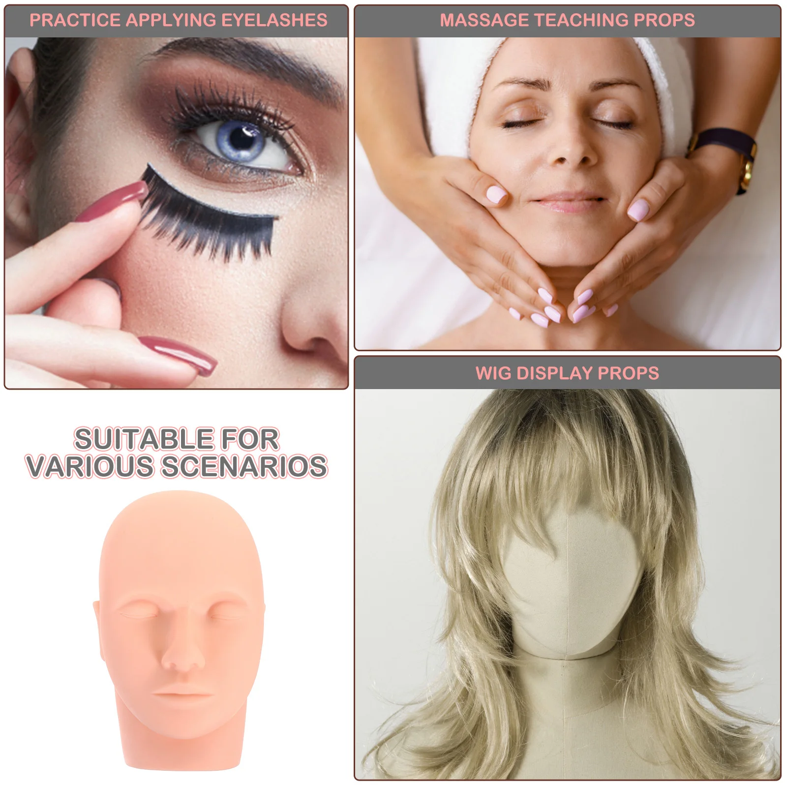 رأس عارضة أزياء الرموش، رأس تدريب لتمديد الرموش، سهل التنظيف، ممارسة مكياج الوجه لمهارة تمديد الرموش #1