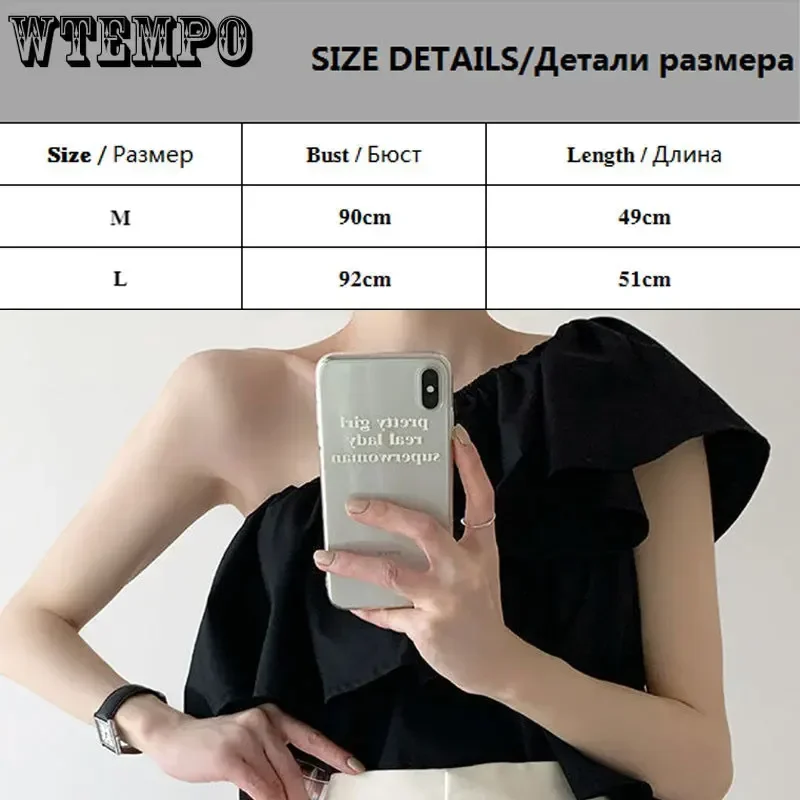 Women Shirts Blouses Sexy Bare Shoulder Sleeveless Top Summer Solid Shirt Lotus Neckline Elegant Pleated Blouse Fashion Y2K Tops