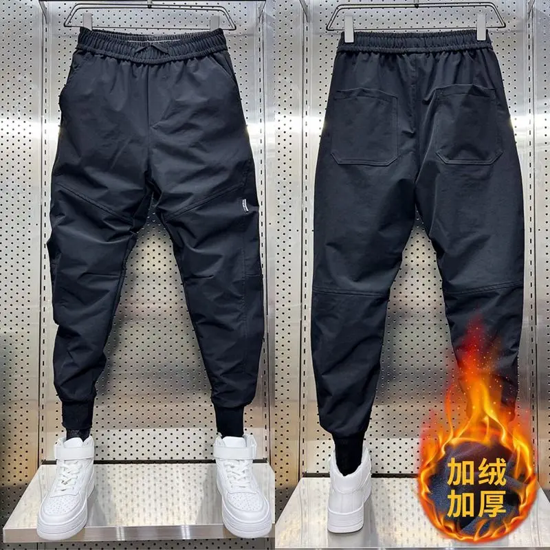 Spring Autumn Fashion Drawstring Luxury Clothing Men Casual Pants Men's Korean Style Slim Thickened Streetwear Black Trousers