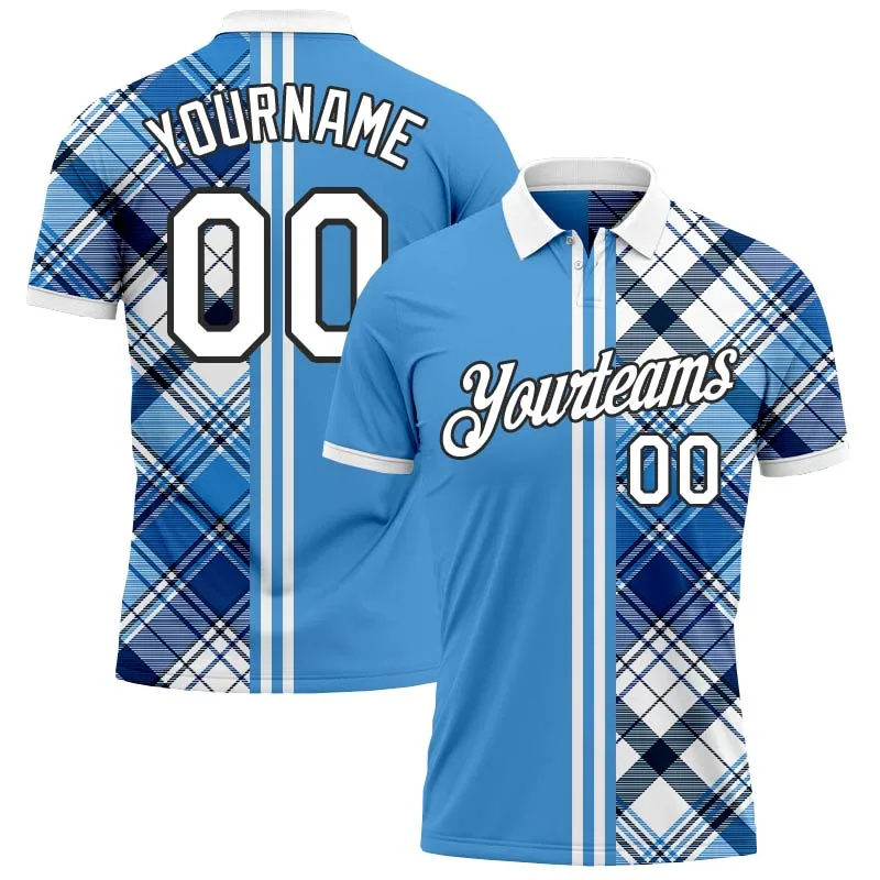 Summer Shirts Women For Men Personalized Check Split Line Polo Shirt 3D Print Golf Shirts Custom Your Name, Number, Team Name