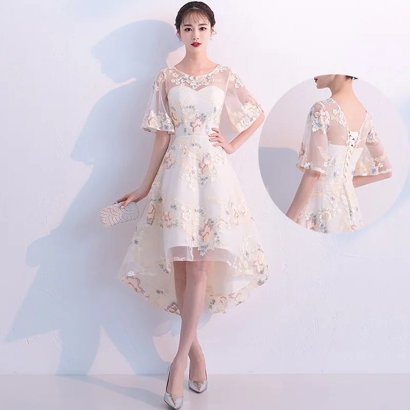 Small Formal Dress, Women's French 2026 New Style, Elegant Socialite Evening Dress, Navy Blue Mid Length Banquet Host Dress