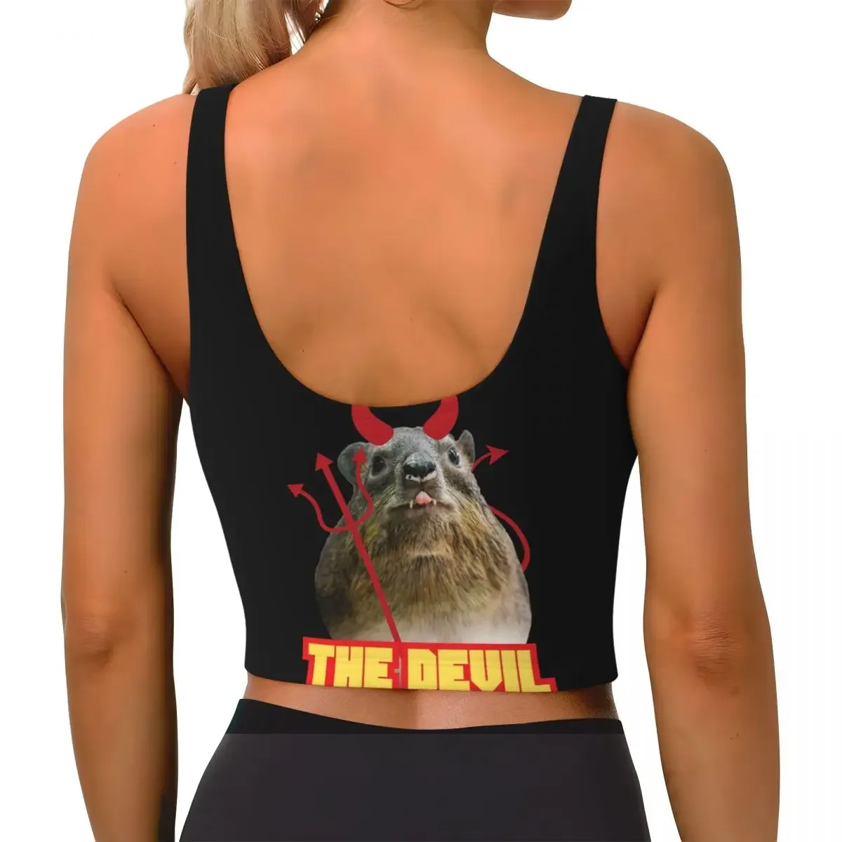 Custom Rock Hyrax Devil Women Sports Bra High Impact Vest Gym Workout Yoga Crop Tank Tops
