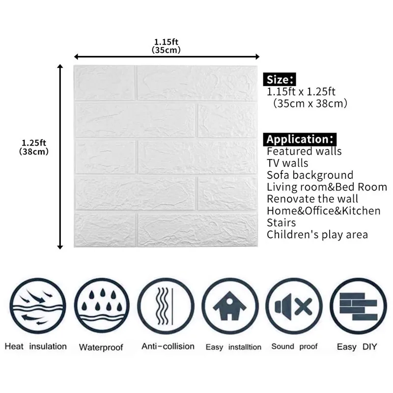 قشر وعصا ثلاثية الأبعاد لوحات الحائط ، ورق الجدران ملصق مع رغوة ذاتية اللصق مقاوم للماء ، الحمام الداخلي ، Ho ، 12 قطعة