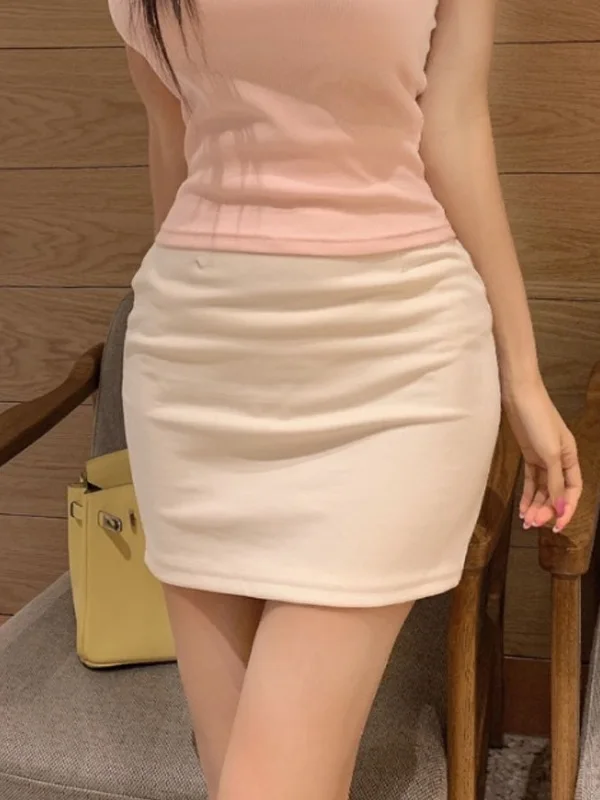 Comfortable High Waist Bodycon Skirt Dongda Gate Style Retro Versatile Simple Slimming Long Legging Half-length A-Line Skirt