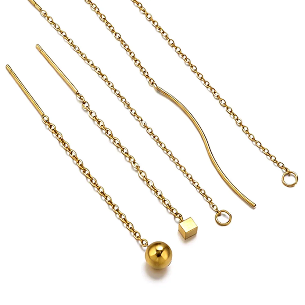 10pcs Stainless Steel Long Ear Line Earrings Ball Dangle 8/13cm Tassel Chain for DIY Jewelry Accessories Woman Handicraft Making view 6