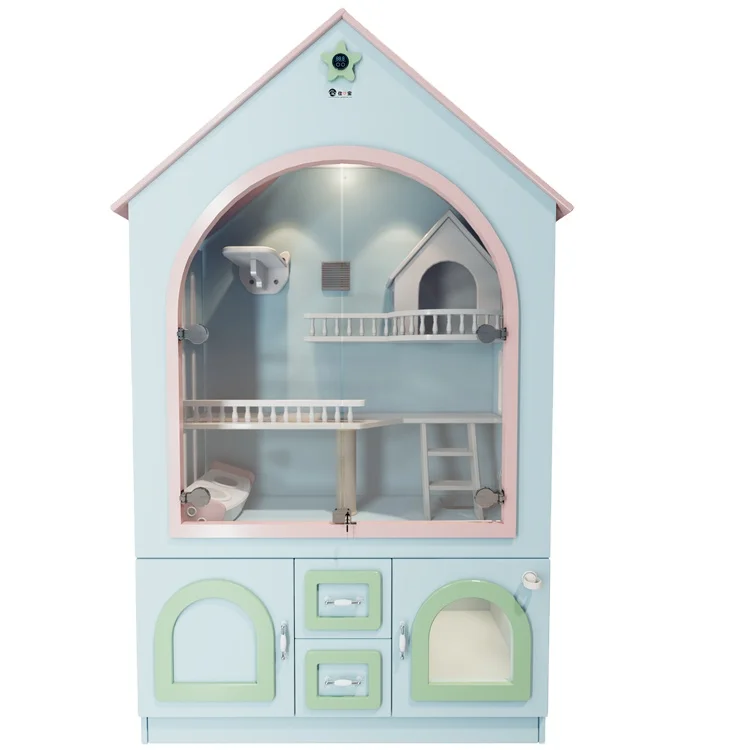 

Ama Top Ranking Solid Wood Pet Products New Design Cat Climbing Tree Cage Wood Cat Villa House