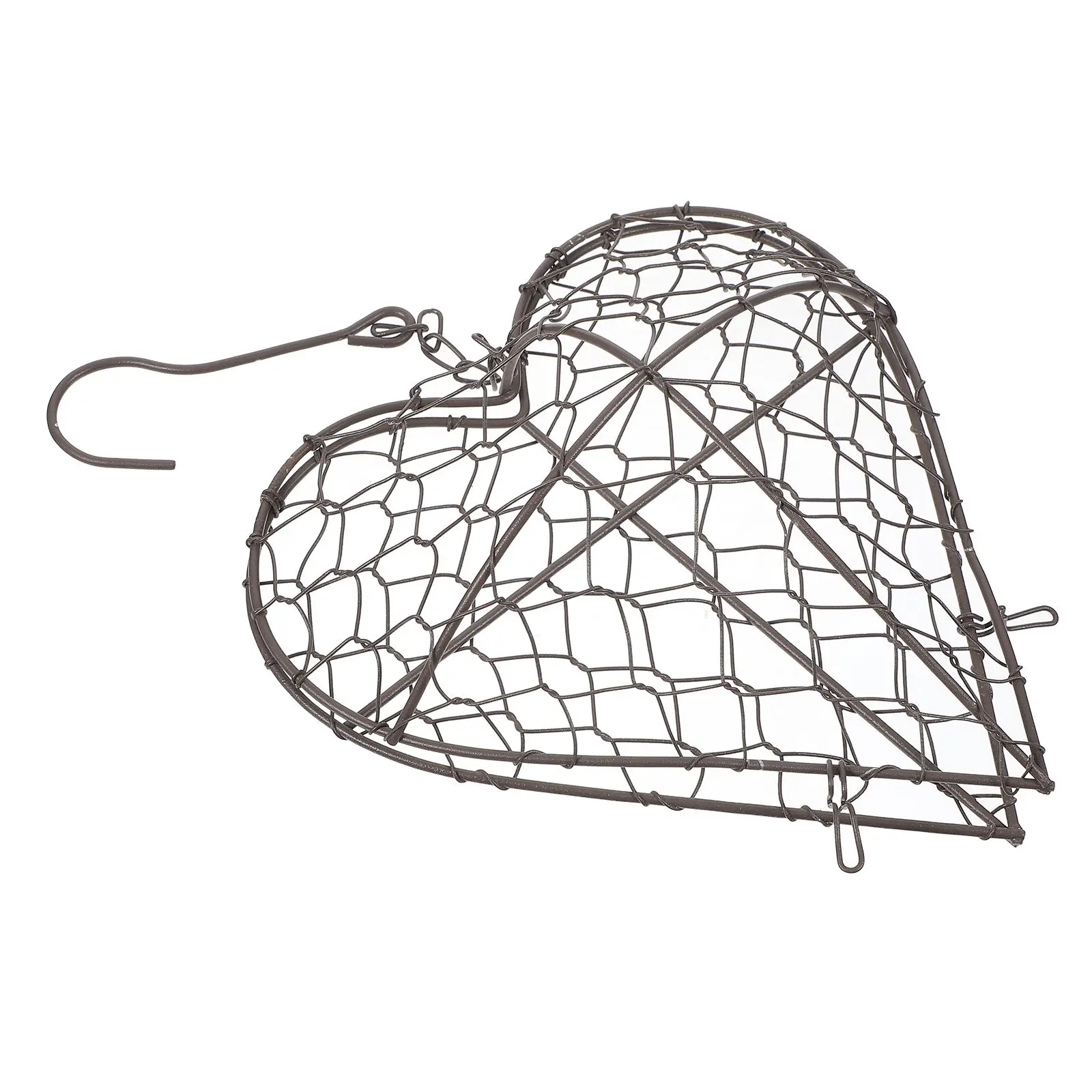 Iron Garland Hanging Basket Heart Shaped Wire Plant Flower Pots Rustic Planter Wall Hanging Succulent Indoor Outdoor Garden