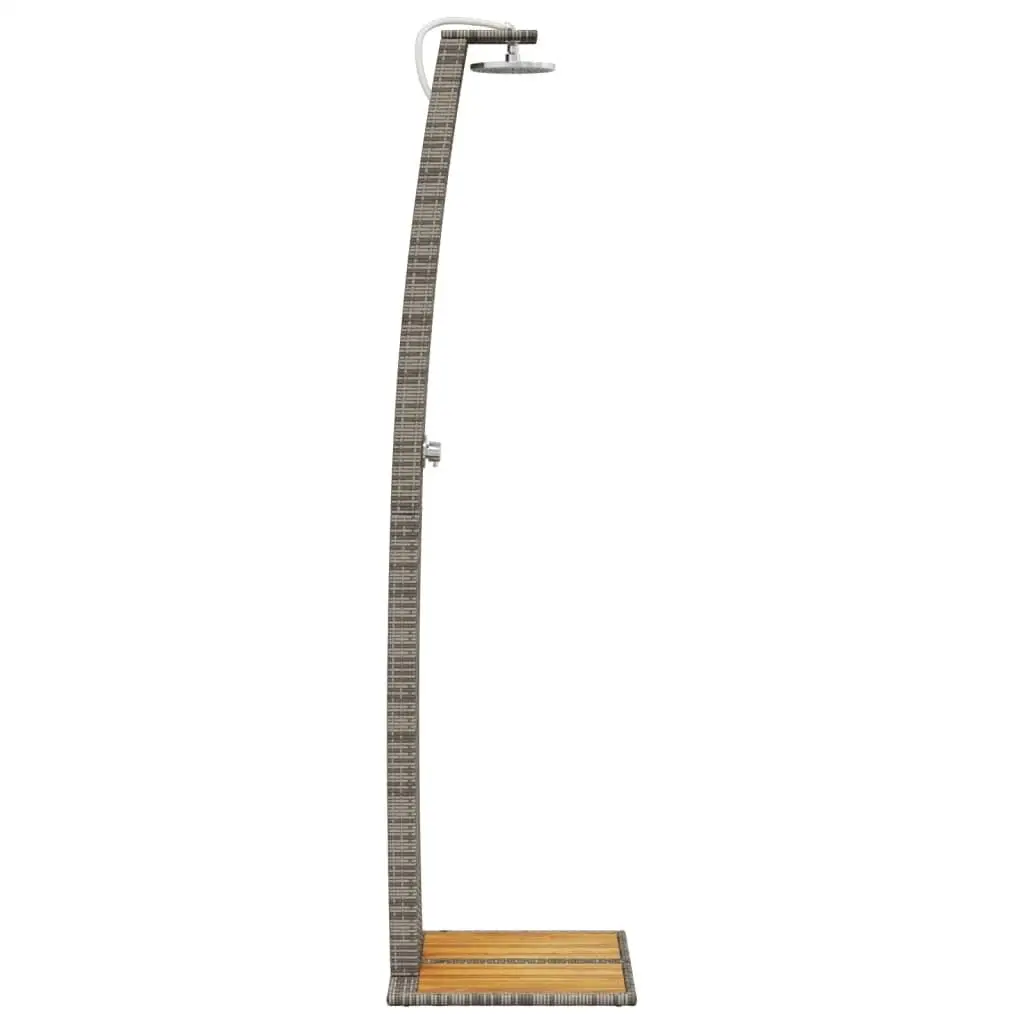 Outdoor Shower with Poly Rattan & Acacia Wood - 21.7x23.6x88.2 inch Gray Garden Accessory