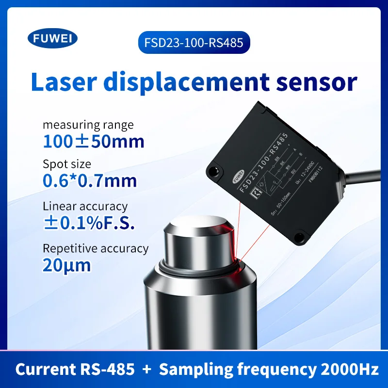 FSD23-100-RS485 LED Digital Display High Accuracy 100mm Laser Measuring Displacement Sensor Digital Distance