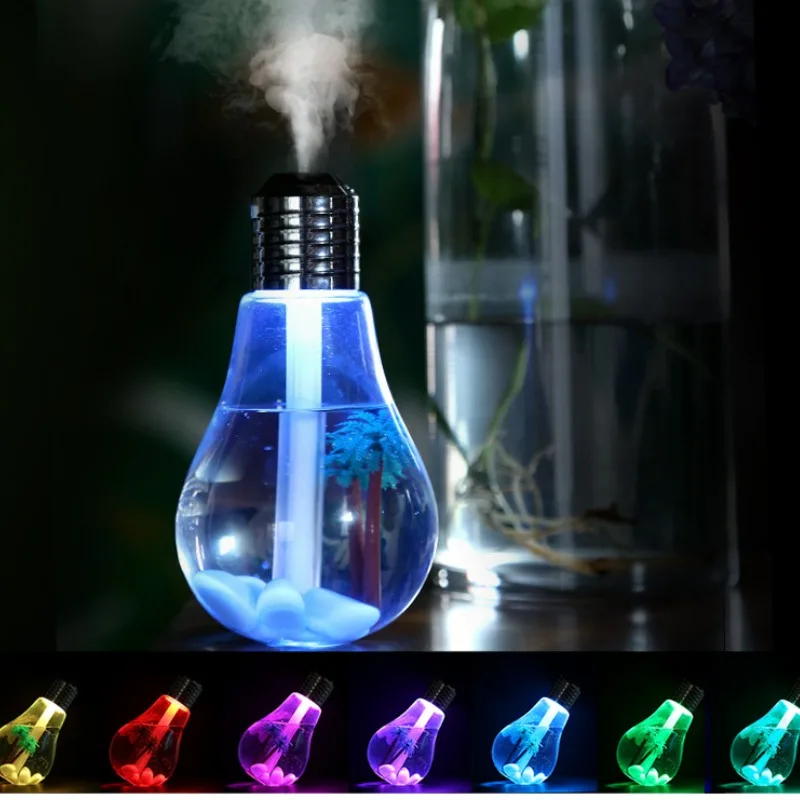 Mini Portable Usb Rechargeable Bulb Humidifier Colorful Led Light Mist Sprayer Nano Mist Desktop Ultrasonic Humidifier For Home