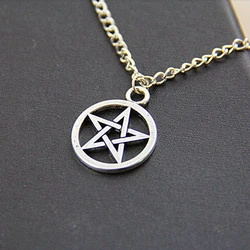 Pentagram Pendant Necklace for Women Men Wicca Wiccan Witchcraft Y2k Male Jewelry Accessories Men's Chain Goth Aesthetic Gothic