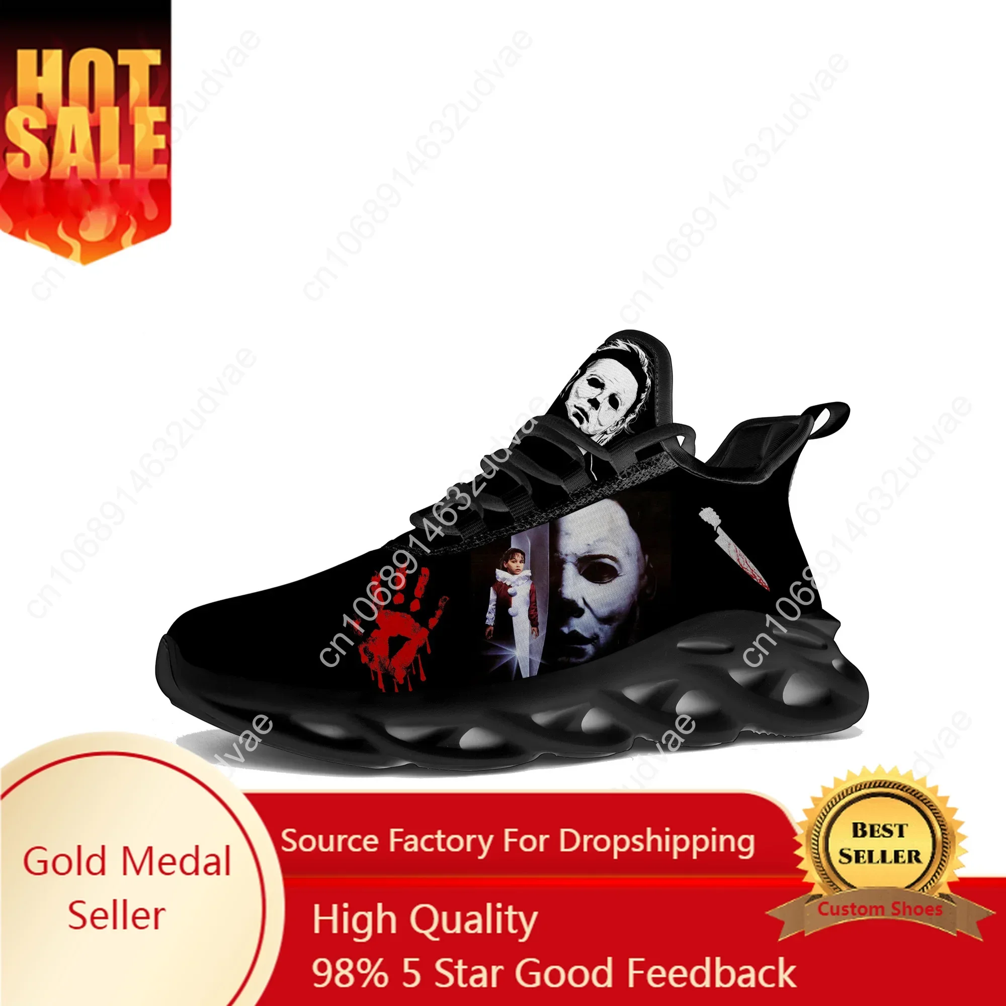 Horror Halloween Flats Sneakers Michael Myers Mens Womens Sports Running Shoes High Quality Sneaker Customized Made Shoe