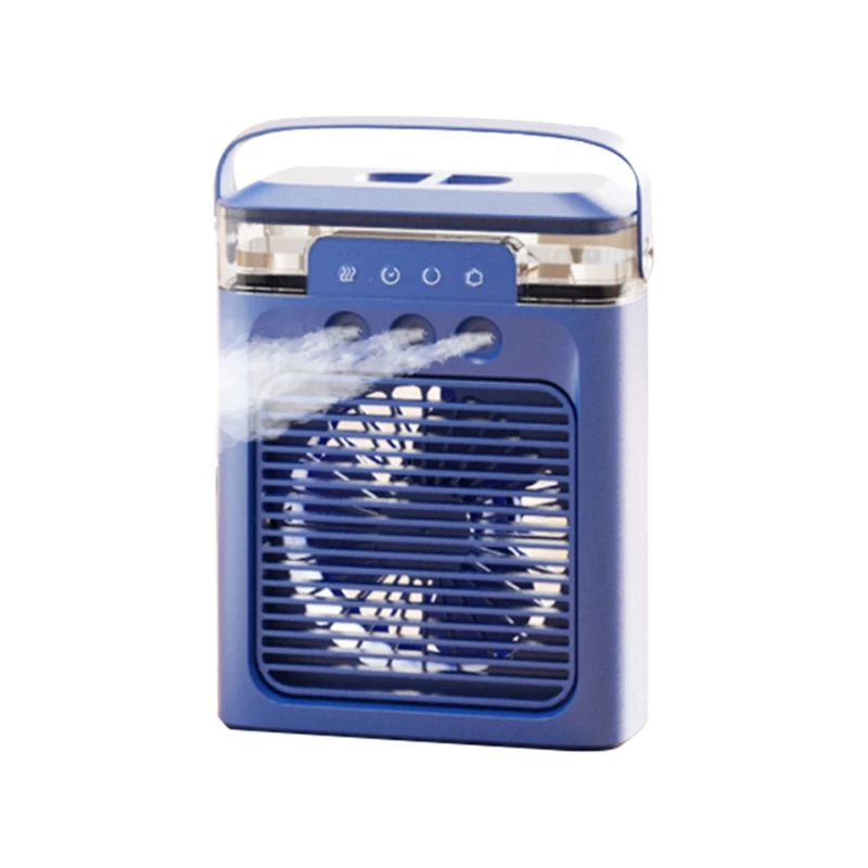 

Portable Air Conditioner Cooling Fan Mini Evaporative Air Cooler With 7 Color LED Light 3 Nozzles For Desk Nightstand