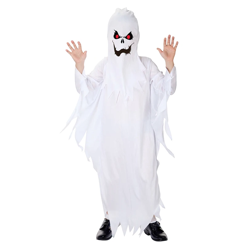 Halloween Boys Girls White Ghost Scary Cosplay Costume for Kid Child Stage Performance Carnival Party Dress Up Suit