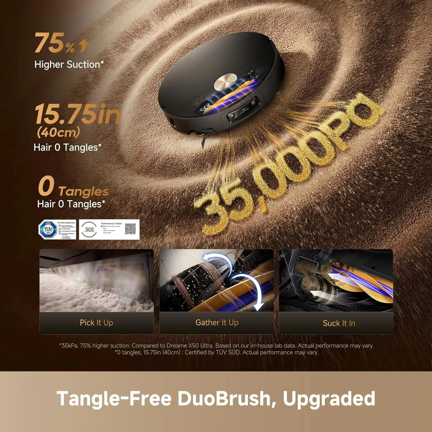 Global Dreame Factory  AI Robot Vacuum Cleaner App Voice Control Dual Camera 100% Detangling 280+ Obstacle Avoidance