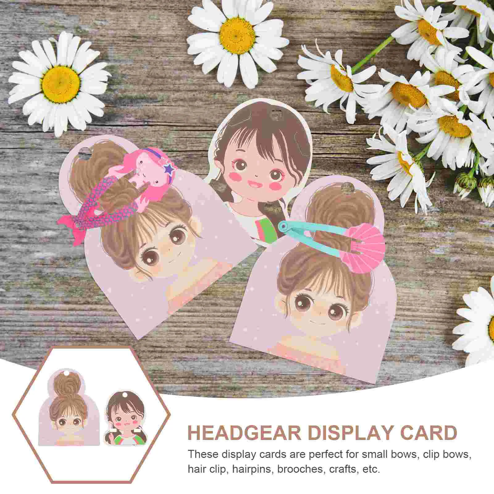 100 Pcs Rectangle Hair Band Packaging Card Child Clips Headband Holder Organizer Paper Barrettes for Women Accessories