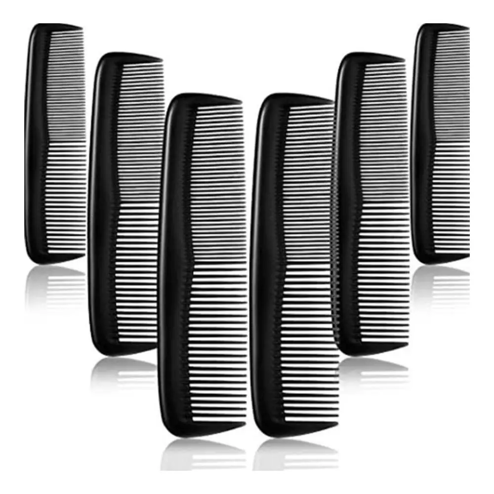 12 Pcs Pocket Combs for Men 5 Inch Cutting Comb with Wide and Fine Teeth Plastic Black Professional Barber Haircut Comb