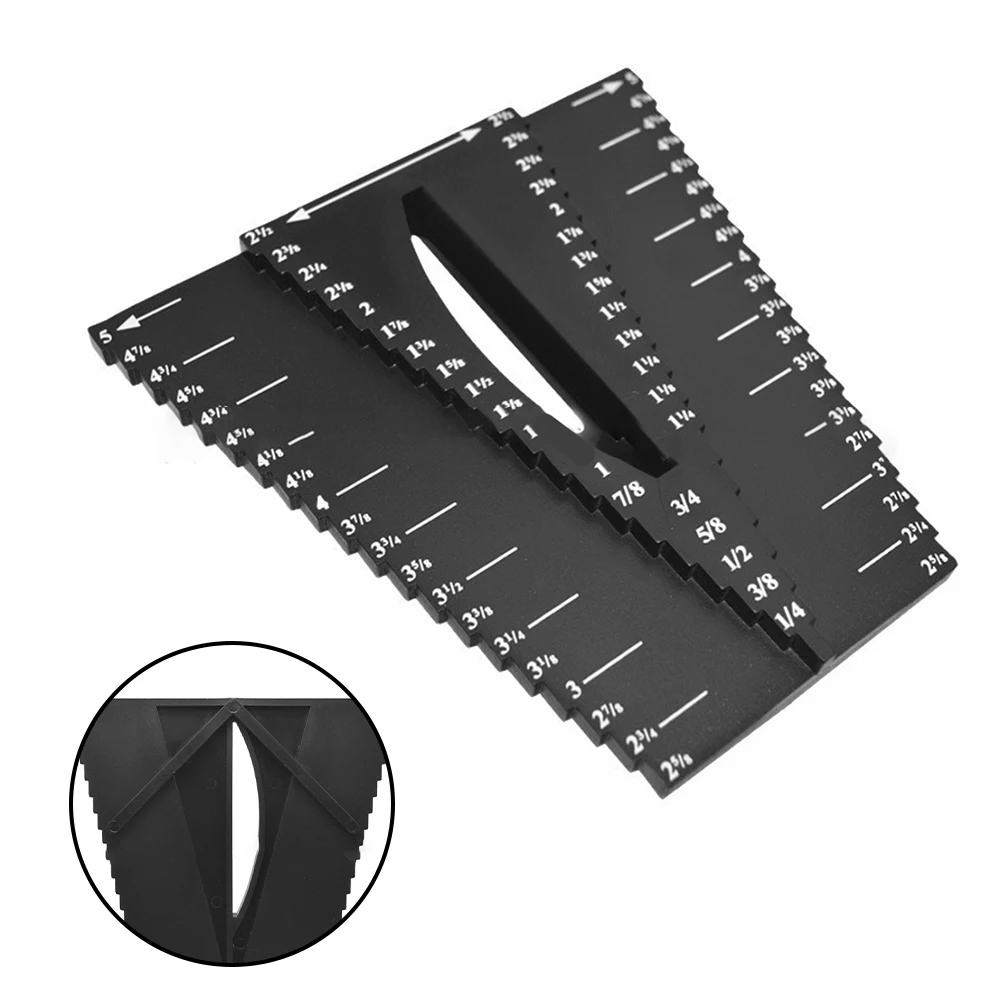 2 in 1 Woodworking Scribing Ruler with Caliper Range 5 to 18 inch and Angle Measuring Scale for Center Alignment