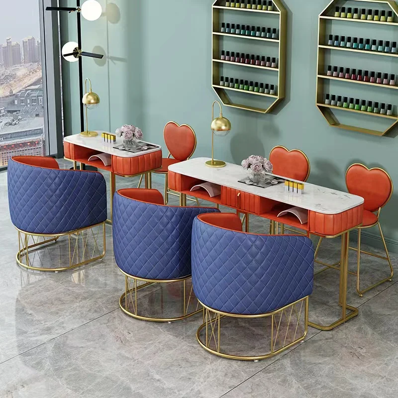 New Style Used Manicure & Nails Table Salon Furniture Set with Iron PU Leather & High-Density Foam Construction 150KGS Capacity