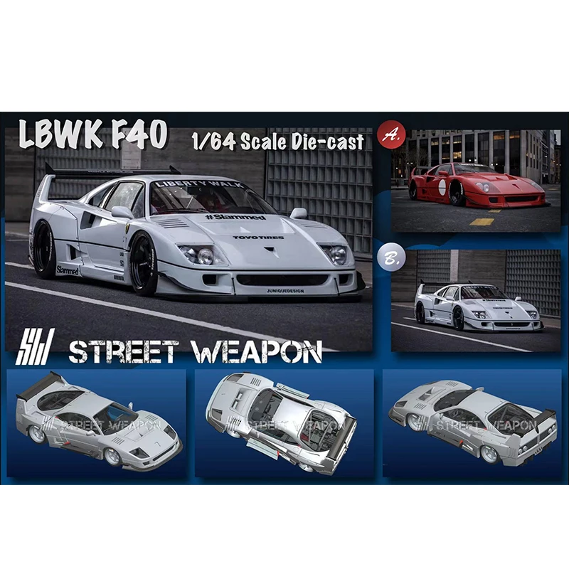 **Pre Sale** Street Weapon 1:64 LBWK F40 Red White Diecast Diorama Car Model Collection Miniature Carros Toys