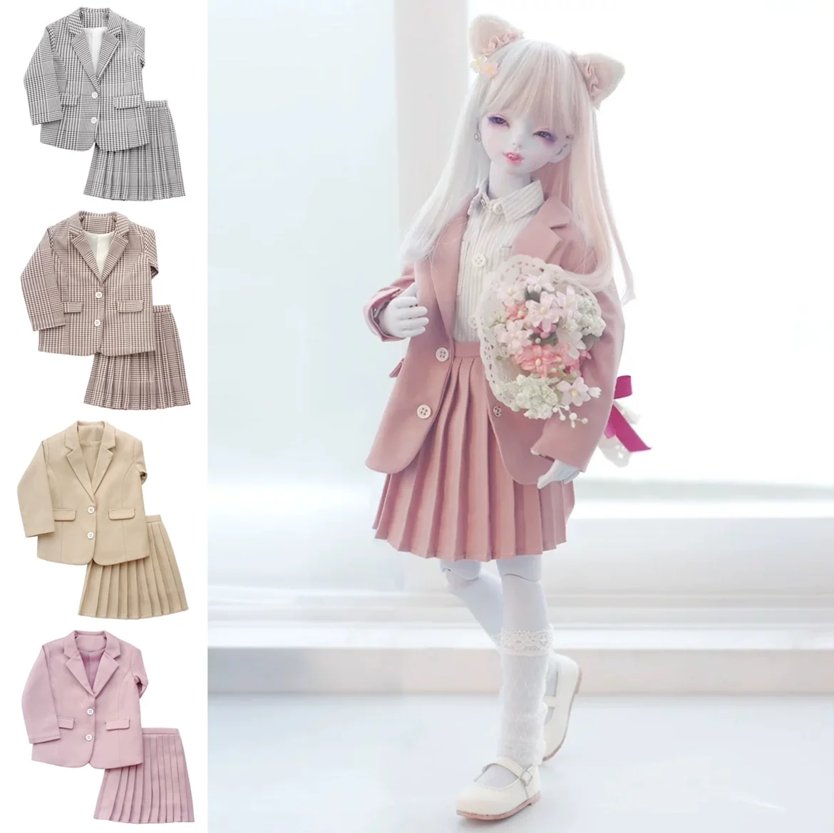 

BJD doll clothes set suitable for 1/4 1/6 size bjd girl clothes MSD YOSD casual suit skirt suit doll accessories (2 points)