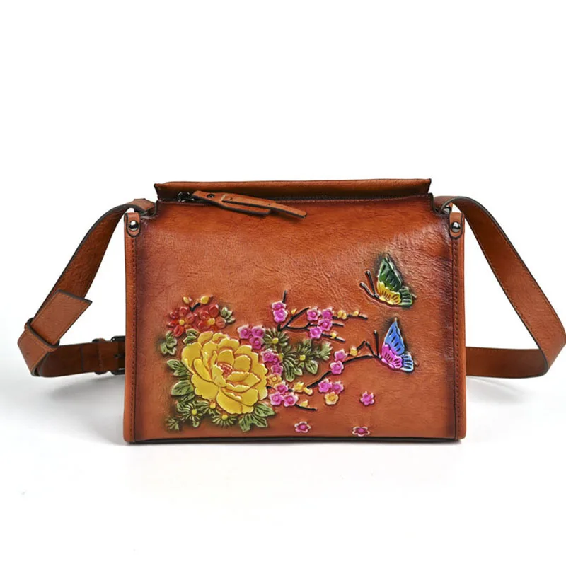 

Leisure shoulder bag, crossbody bag, new ethnic style women's small square bag, retro designer women's bag, real leather bag