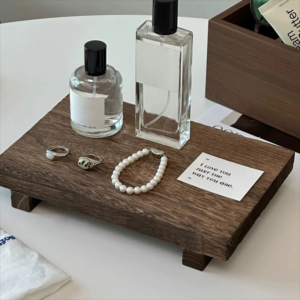 

Durable Wooden Aromatherapy Perfume Tray Square Retro Jewelry Storage Tray Rack Figurine Display Rack Entrance Home Decoration