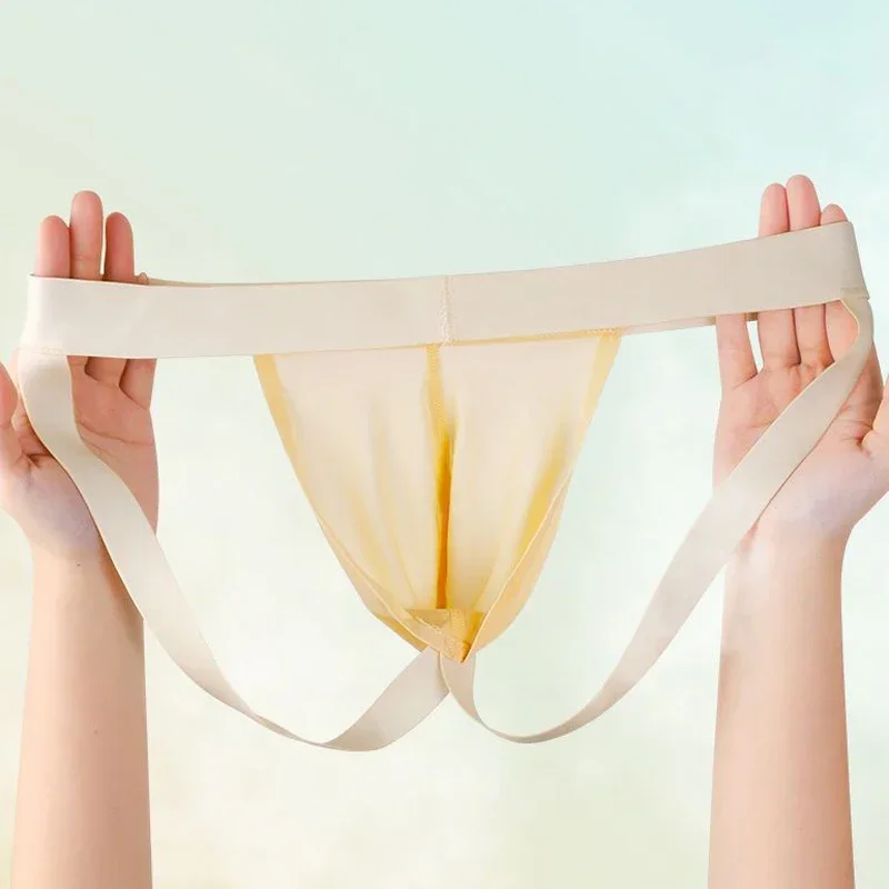 الحرير الجليد مثير الرجال ثونغ حزام رياضي منخفضة الارتفاع السروال مفتوحة الظهر الذكور g-سلسلة تنفس حزام الصلبة المثيرة الملابس الداخلية مثلي الجنس #2