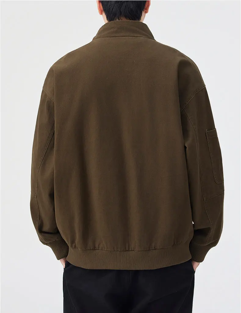 Neue 2026 Frühling Herbst Lässige Herren Baumwolljacke Outdoor Einfarbiger Reißverschluss Stehkragen Mantel Streetwear Winddichte Oberbekleidung – Detail 16