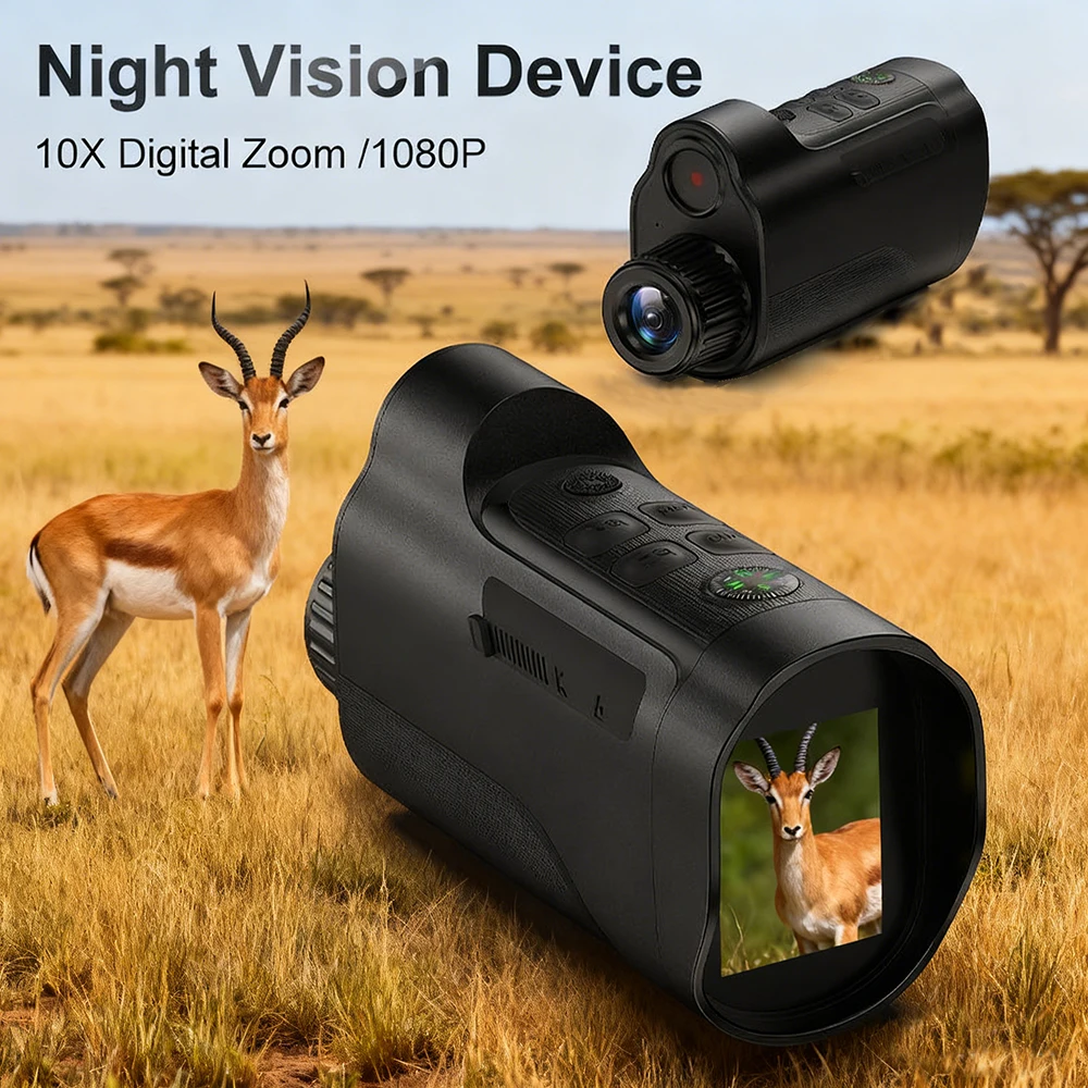 Monoculaires de Vision nocturne 1080P HD, télescope de chasse à infrarouge, Zoom numérique 10X, lecture Photo et vidéo, recherche en plein air, obscurité complète