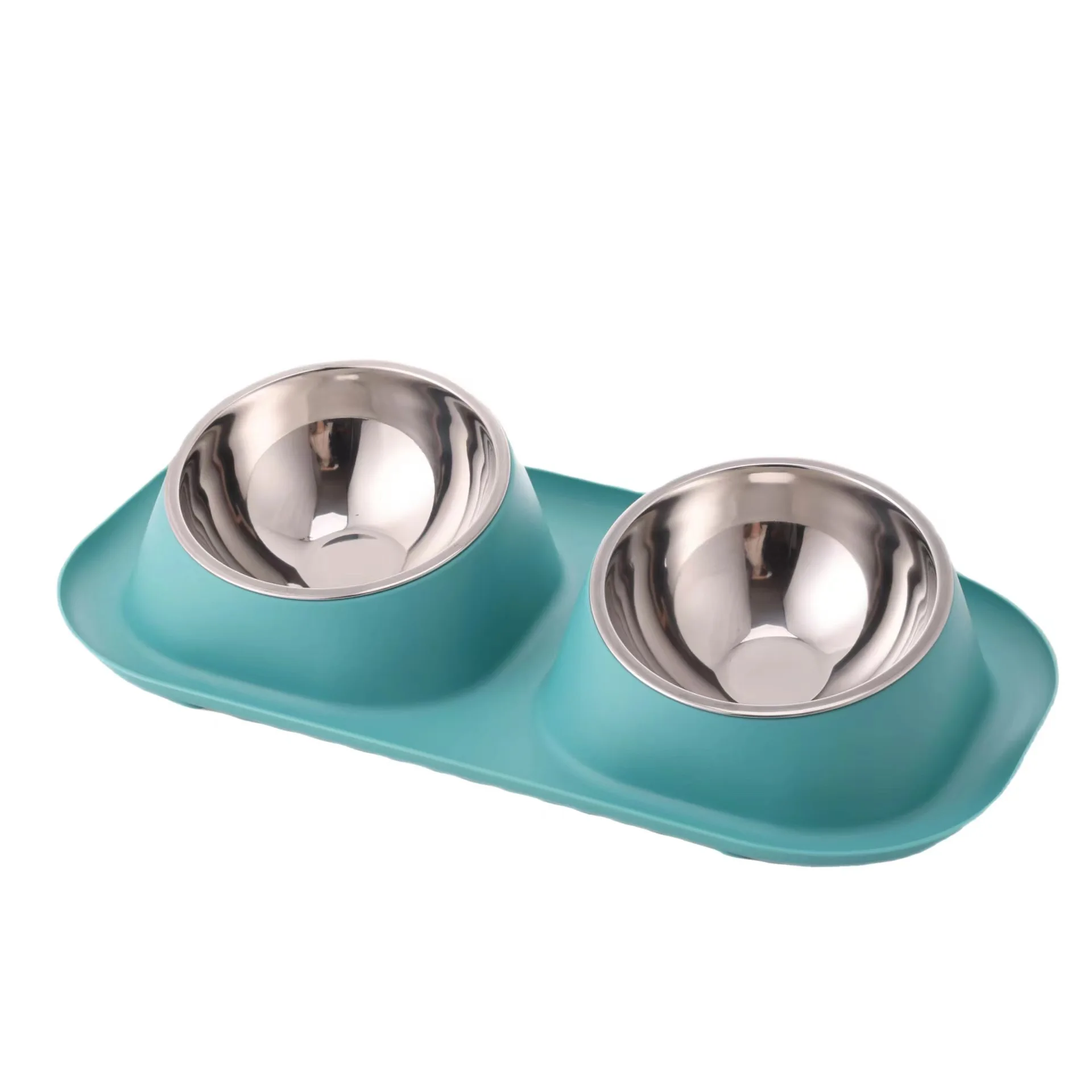 1pc Stainless Steel Double Cat Dog Bowl Cat Food Container Non-slip Base Pet Water Feeder Tilt Safeguard Neck Puppy Cats Bowls