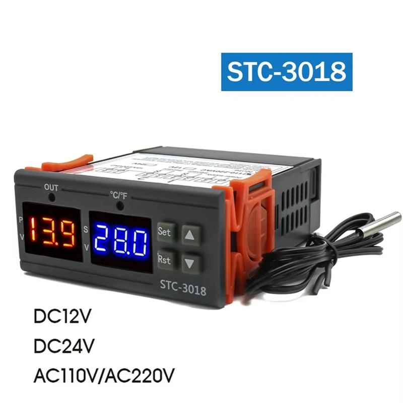 STC-3018 Dual Digital Temperature Controller รีเลย์เอาต์พุต Thermoregulator Thermostat พร้อมเครื่องทําความร้อน Cooler 110 V-220 V