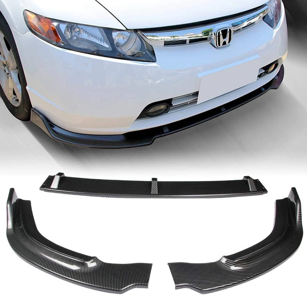 

Для Honda Civic 4-дверный седан 2006 2007 2008, глянцевый черный автомобильный передний бампер, разделитель губ, диффузор, комплект кузова, защита спойлера