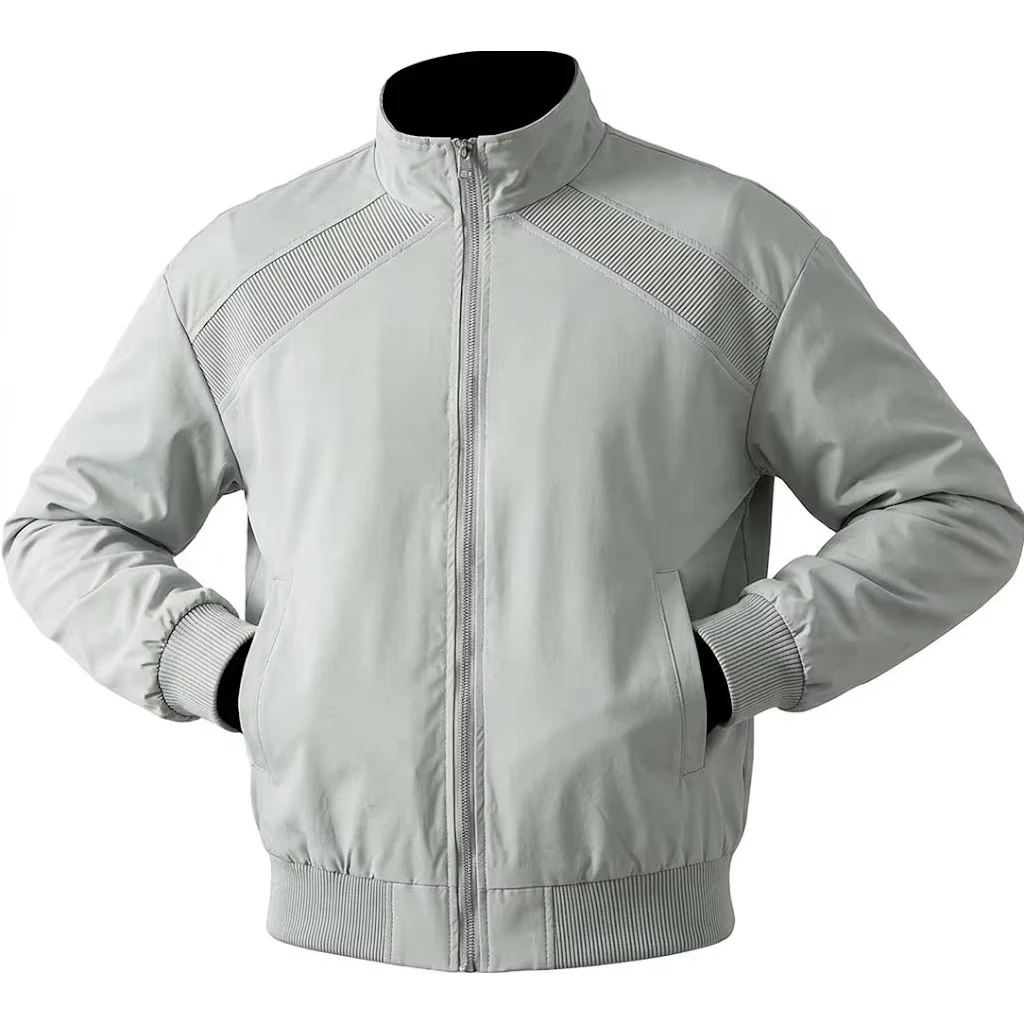 Chaqueta de hombre con cuello alto, ligera, tipo bomber, cortavientos, con cremallera, ideal para uso casual en otoño, para actividades al aire libre y como ropa de trabajo.