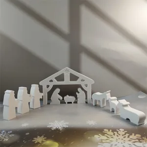 2 PCs Krippe Set DIY Plasty Zement Epoxi Molde Jesus Geburtsgeburtsgefühl Artisannat Ornament Handwerks 6 Hauptverkaufsformen von Weihnachtsläufern - №4