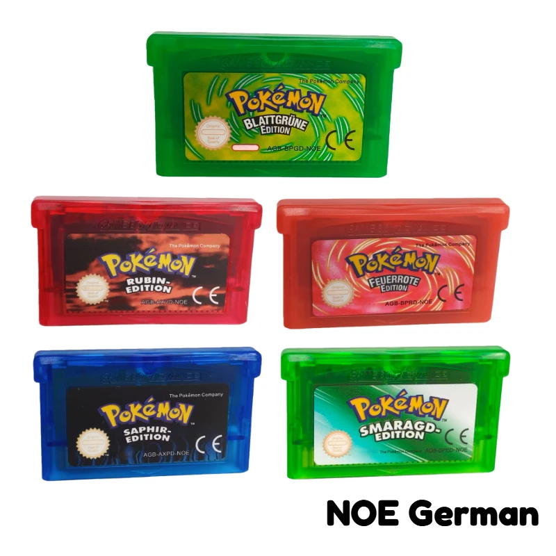 NOE ドイツ語版 GBA NDSL NDS GBM SP ポケモンシリーズ GBA 32ビット ビデオゲーム カートリッジ コンソールカード 高品質 クラシックアニメゲーム