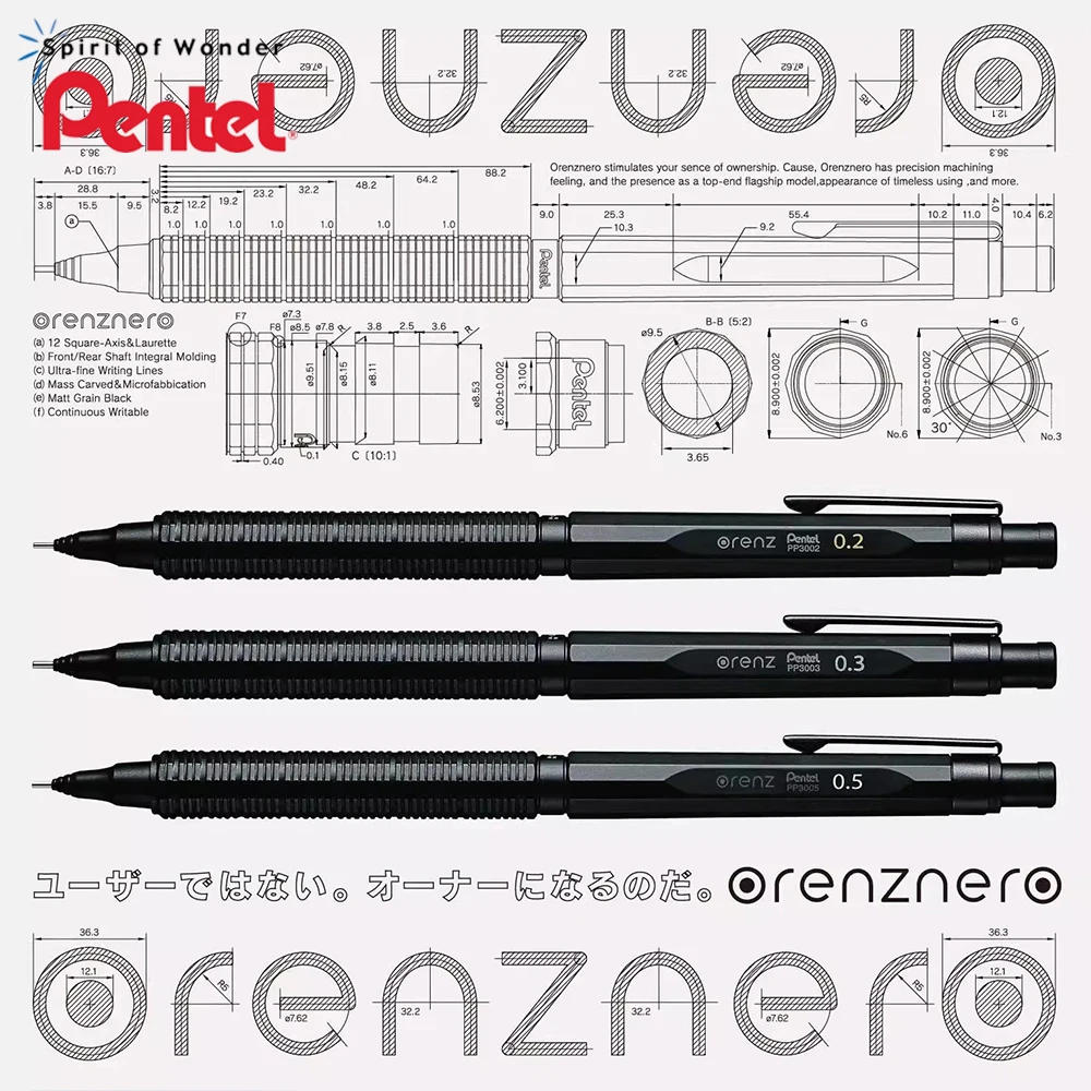 

Japan Pentel PP3003-A Drawing Mechanical Pencil Advanced ORENZNERO Low Center of Gravity Sketch Comic Pen School Stationery
