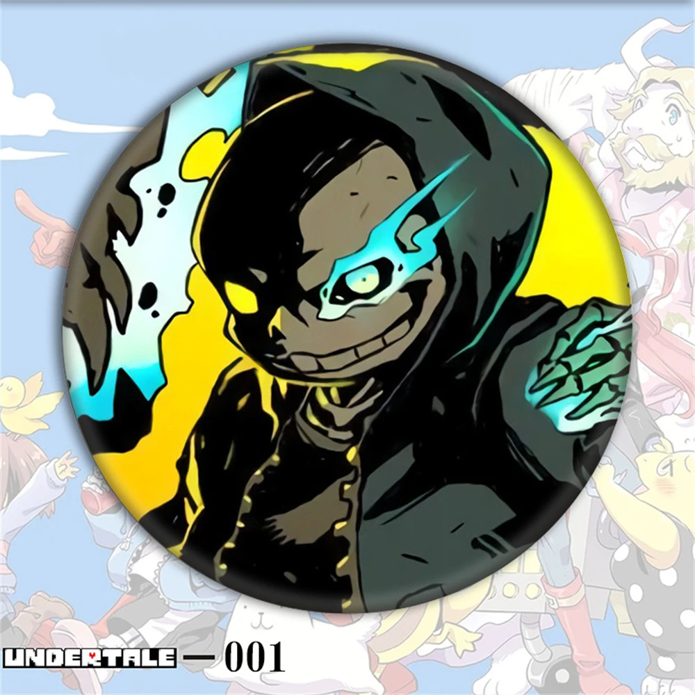 58mm Anime UNDERTALE Frisk Sans Papyrus Flowey Cosplay COSTUME Badge broche SPTE fer blanc broche ﻿   Accessoire Gilf