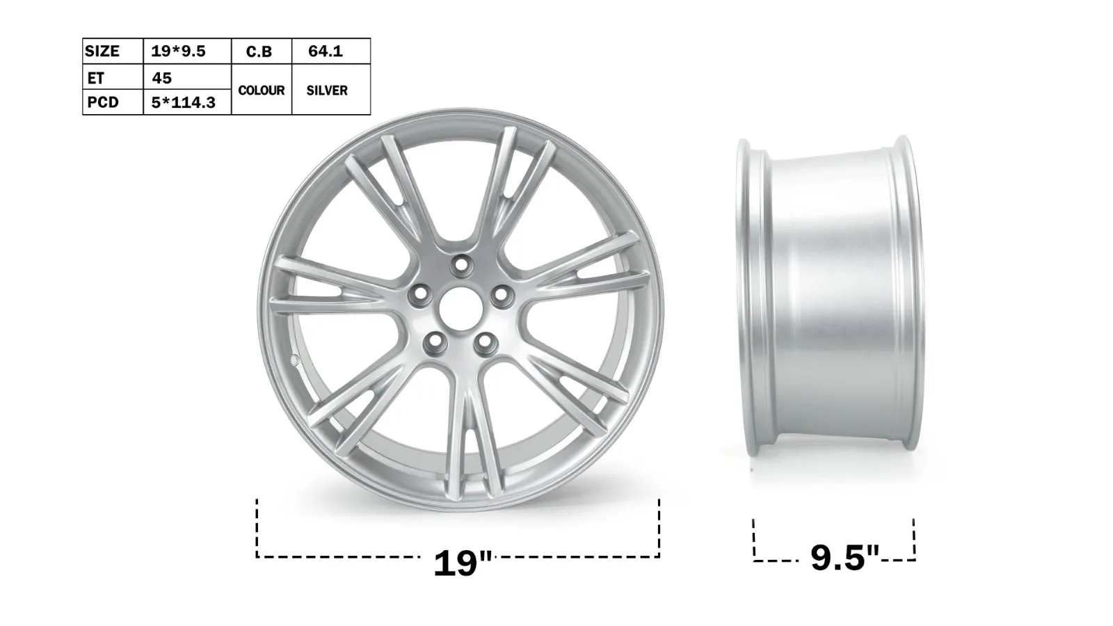 OEM 96958 19X9.5 Inch Alloy Wheel 348822200A Replacement For Model Y 2020-2024