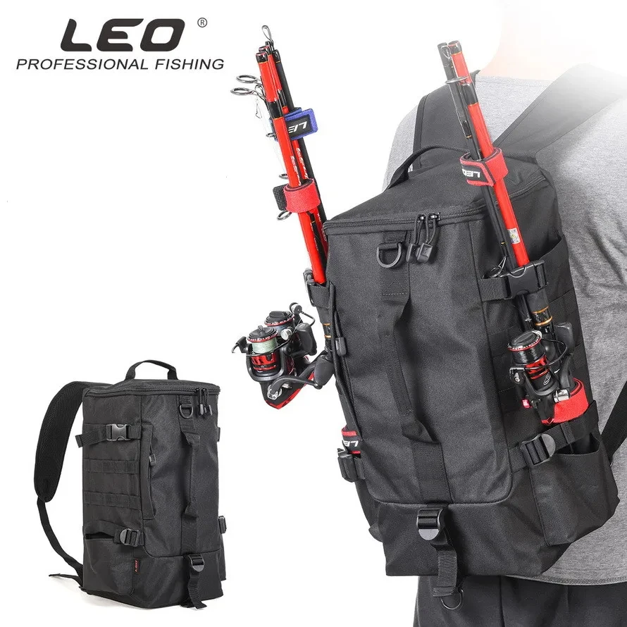 

LEO Fishing Lure Bag Waterproof Fishing Bag Double&Single Shoulder Lure Backpack Reel Bag 17.4L Capacity Fishing Tackle Bag