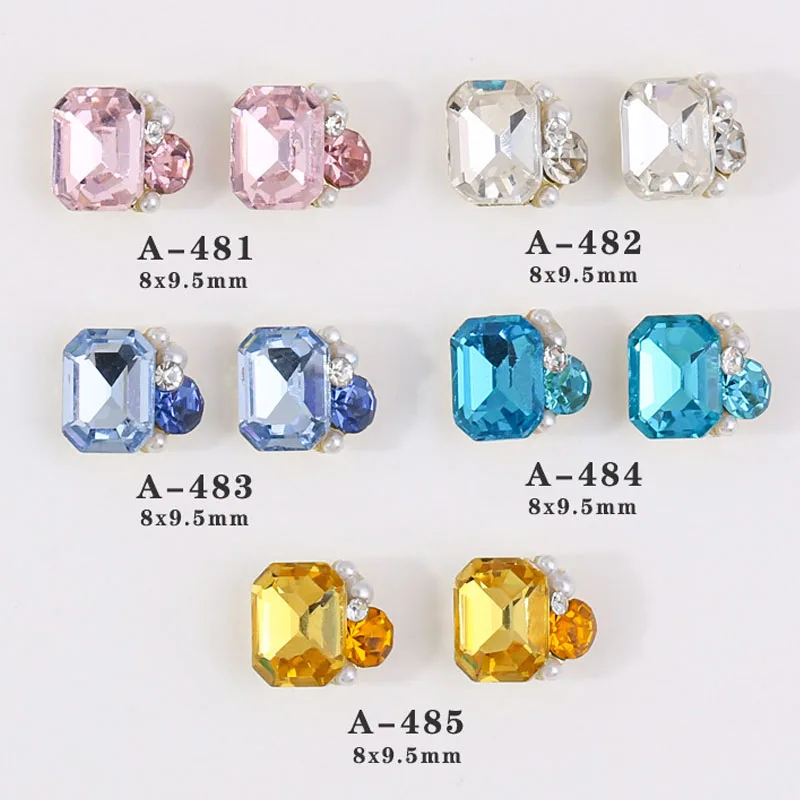 

10pcs/Lot Rectangular Octagonal Pile Diamond Sparkling Nail Parts Crystal Stone Nail Art Accessories Flatback Charms Figures Gem
