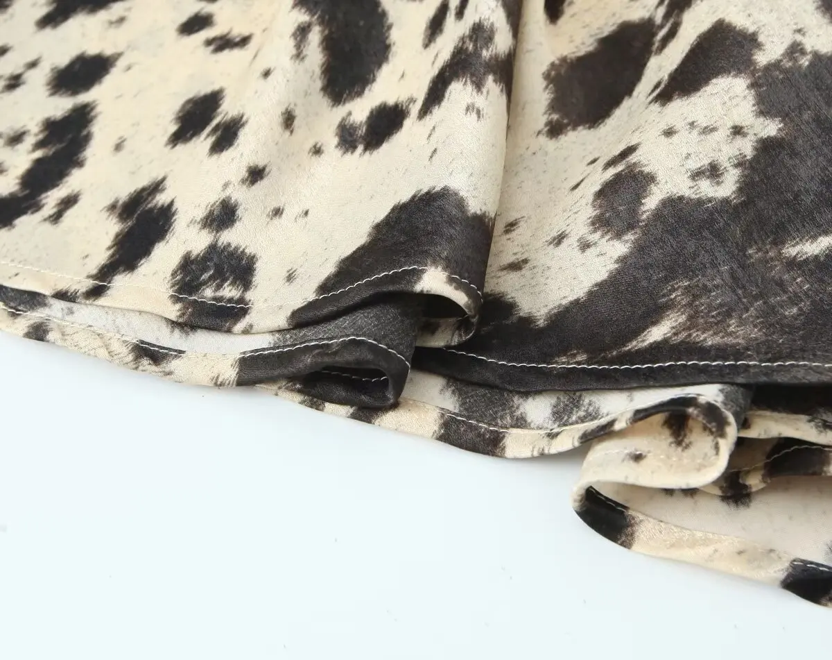 กระโปรงทรงเอเอวสูงลายสัตว์ ผ้าซาตินเนื้อไหม สำหรับผู้หญิง แฟชั่นฤดูใบไม้ผลิและฤดูร้อน